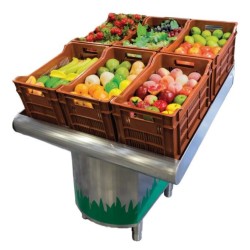 MOSTRADOR FRUTERIA INOXIDABLE CON PIES