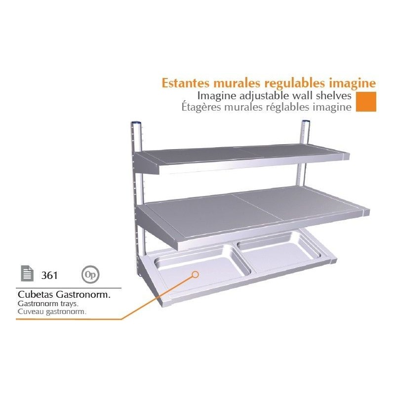 Soporte vertical para estantería inox Imagine a pared