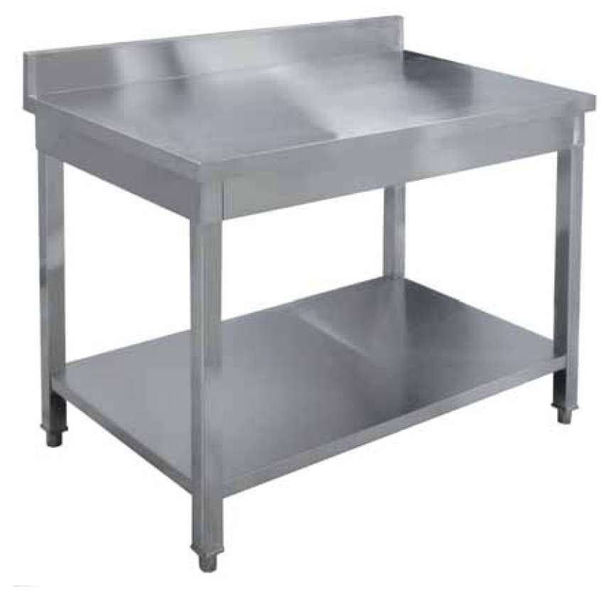 Mesa acero inoxidable mural con entrepaño