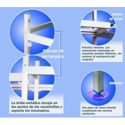 Estantería de alumínio y polipropileno. Fondo 40 cm