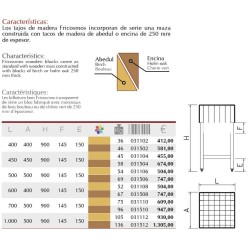 TAJO MADERA ABEDUL C/FALDON C/ENTREP 400X400X900 M