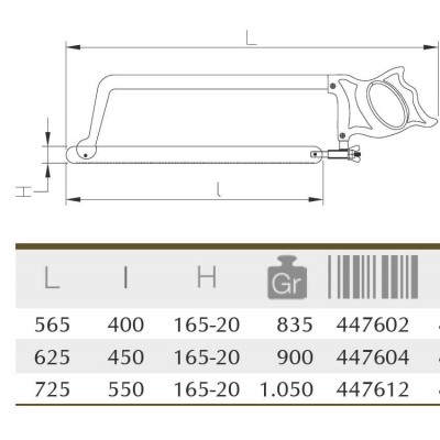 Serrucho acero inoxidable 550 mm.