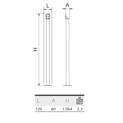 Cenicero inox para espacios reducidos de pie 120 cm