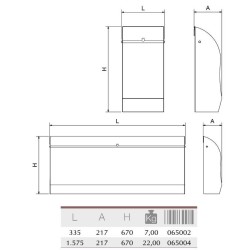 Urinario individual 335x217x670 mm.