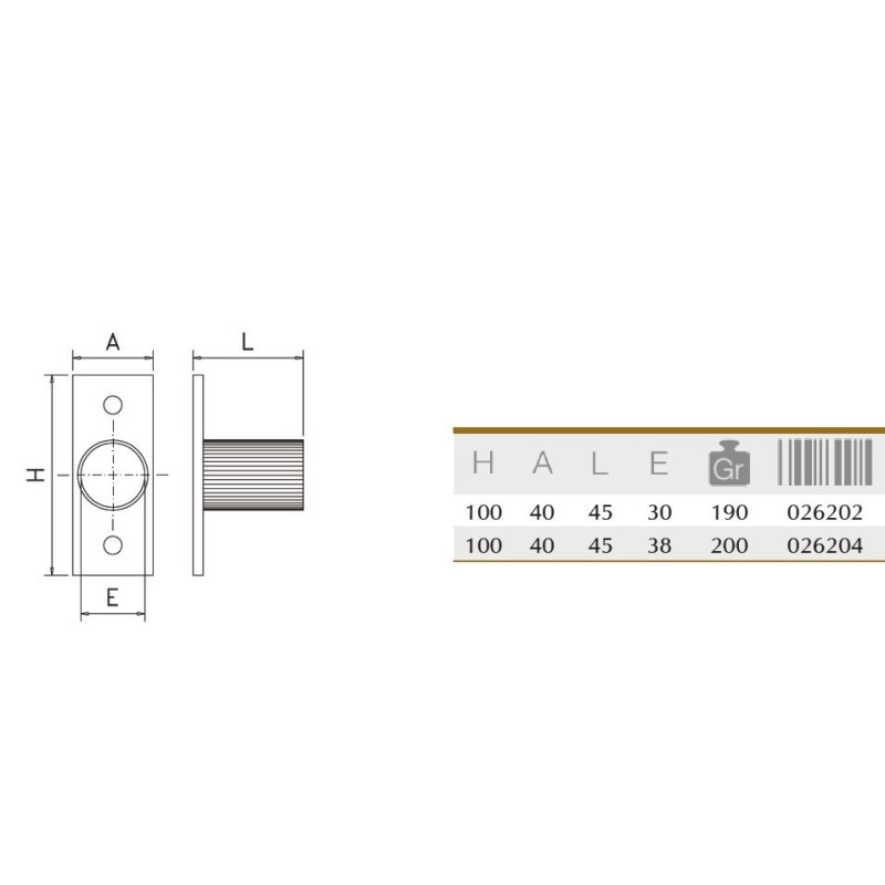 Soporte inox lateral a atornillar para tubos