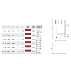 TAJO MADERA-FIBRAA ROJA C/FALDON C/ENTREP 400X400X