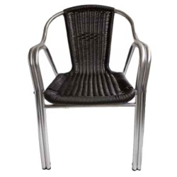 Silla de aluminio con ratan miel, negro o marrón 