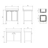 FREGADERO C/PTAS.ABATIBLES 2C,ED 1400X600X850 MM.