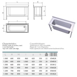 FREGADERO GRAN CAPACIDAD 1 CUBETA 1000X600X850 MM.