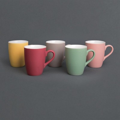 Taza mug Olympia porcelana amarillo pastel mate 320ml (Caja 6). 6 ud. cs040