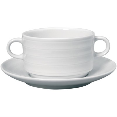 Taza consome Intenzzo porcelana blanca 330ml y plato (Juego 4). 4 ud. gr020