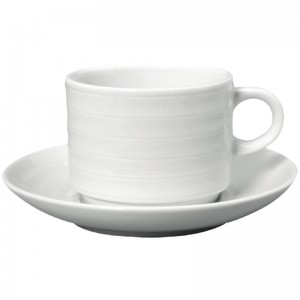 Taza de t Intenzzo apilable porcelana blanca 260ml con plato (Caja 4). 4 ud. gr025