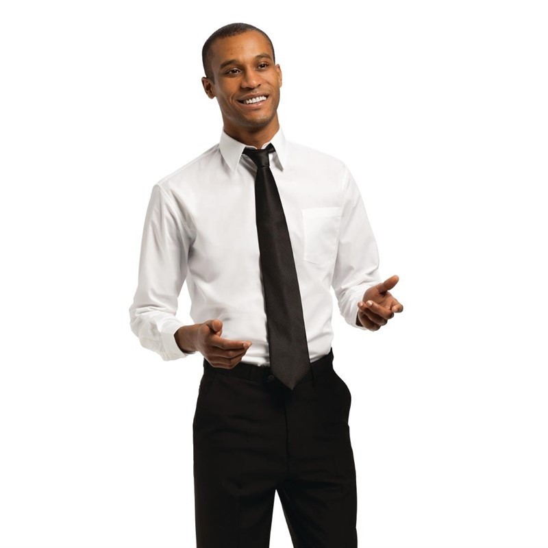 Camisa unisex manga larga blanca Uniform Works a730-m