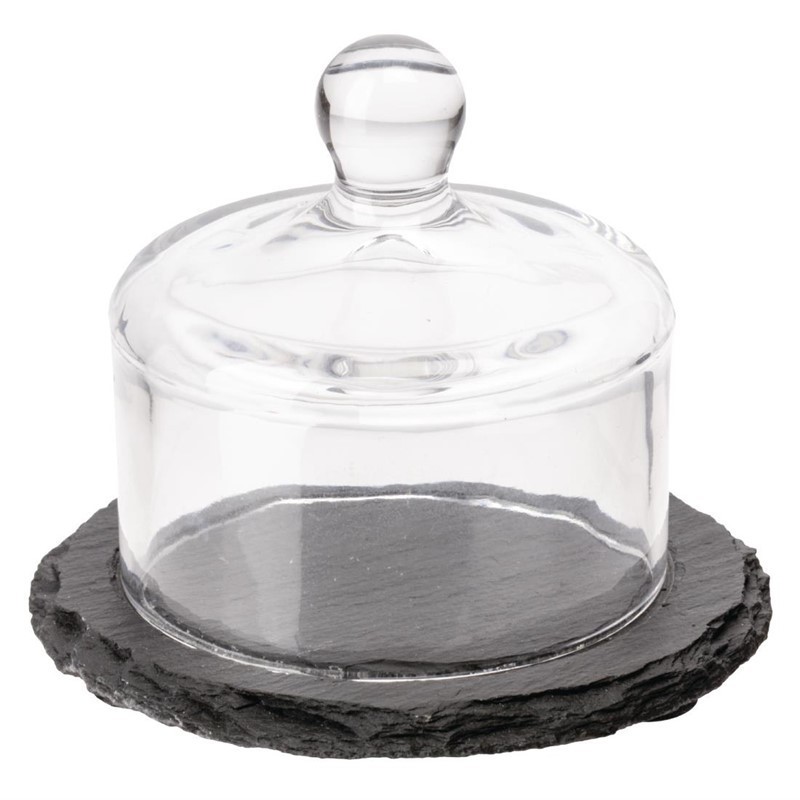 Bandeja servicio de pizarra APS con campana de vidrio gh408