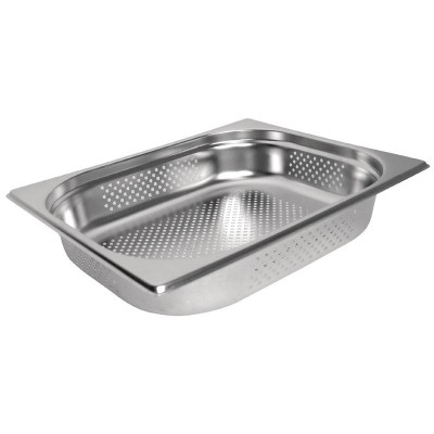 Recipiente Gastronorm acero inoxidable perforado tamaño medio 65mm Vogue k844