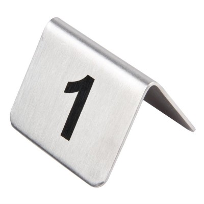 Numeros de mesa de acero inox 1-10. 10 ud. u046