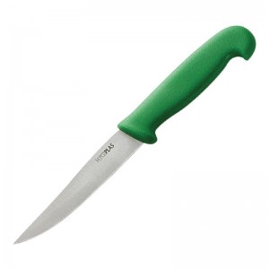 Cuchillo para vegetales hoja dentada verde 10cm Hygiplas c862