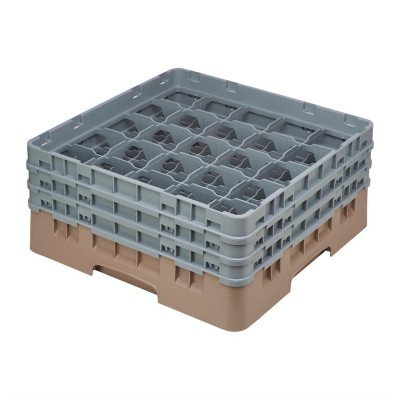 Cesta lavavajillas. Estante Cambro Beige con 25 compartimentos para vasos de cristal de un maximo de 174mm de789