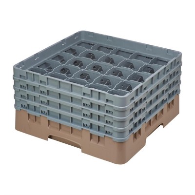 Estante Cambro Cam Beige de 25 compartimentos para vasos de cristal de hasta 215mm de790