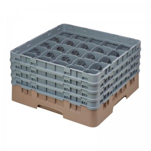 Estante Cambro Cam Beige de 25 compartimentos para vasos de cristal de hasta 215mm de790