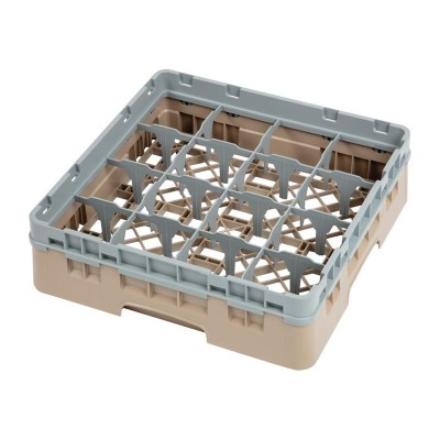 Cesta lavavajillas cristaleria Cambro de 16 compartimentos beige-Maxima altura de 92mm dw550