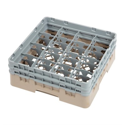 Cesta lavavajillas cristaleria Cambro de 16 compartimentos beige-Maxima altura de 133mm dw551