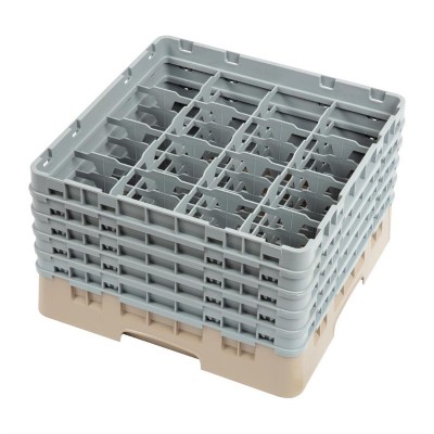 Cesta lavavajillas cristaleria Cambro de 16 compartimentos beige-Maxima altura de 257mm dw552