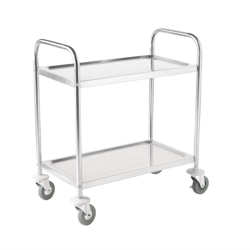 Carro de acero inox 2 estantes 860 x 535 x 930mm Vogue f998