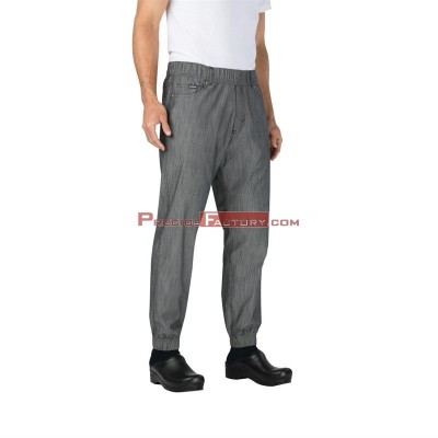 Pantalon para chef Cherfworks Urban 257 negro/blanco de raya fina Talla L bb300-l