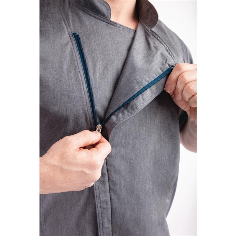 Casaca Chefworks Springfield ligera S/S con cremallera color azul tinta Talla XL bb267-xl