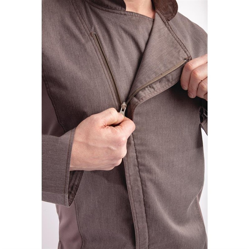 Casaca Chefworks Hartford ligera L/S con cremallera color grafito Talla L bb263-l