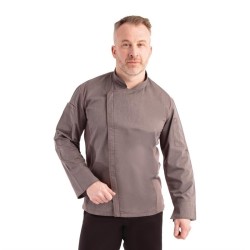 Casaca Chefworks Hartford ligera L/S con cremallera color grafito Talla S bb263-s