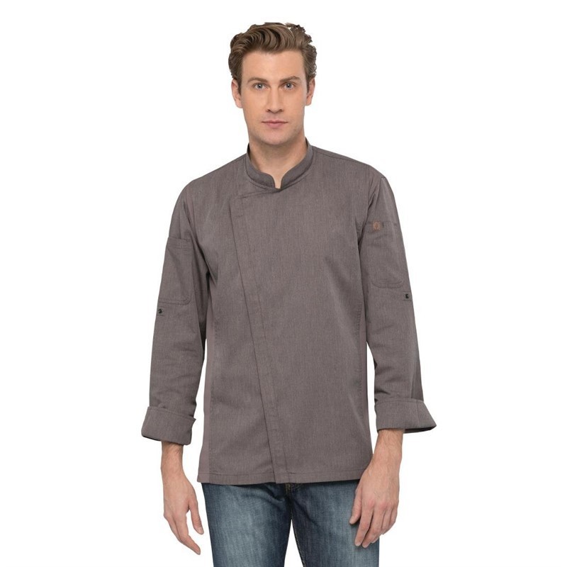 Casaca Chefworks Hartford ligera L/S con cremallera color grafito Talla XL bb263-xl