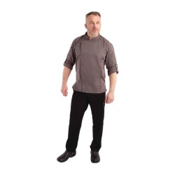 Casaca Chefworks Hartford ligera L/S con cremallera color grafito Talla XS bb263-xs