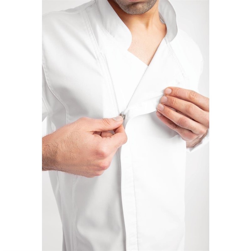 Casaca Chefworks Hartford ligera L/S con cremallera color blanco Talla XL bb264-xl