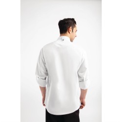 Casaca Chefworks Hartford ligera L/S con cremallera color blanco Talla XL bb264-xl