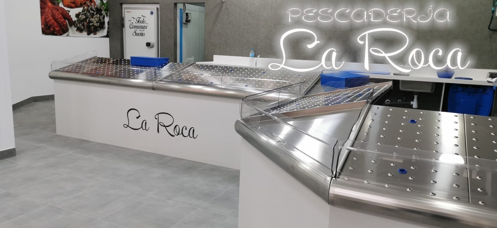Mostrador pescadería SIN PIES acero inoxidable sobre obra o estructura