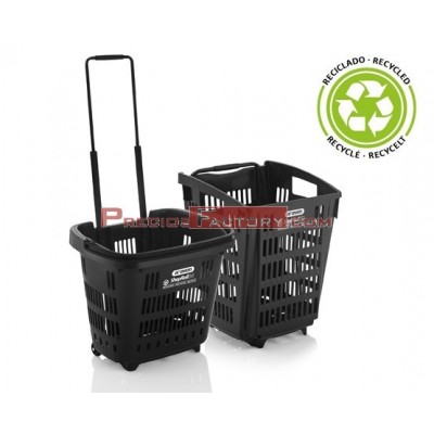 21 ud. Cesta SHOP & ROLL 34 litros. Reciclada negra