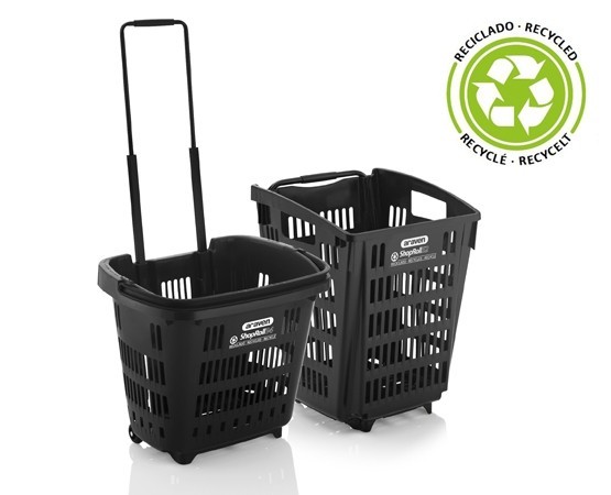 21 ud. Cesta SHOP & ROLL  34 litros. Reciclada negra