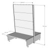 Estanteria góndola largo 100 cm. Base de 50+50. Con panel de fondo liso