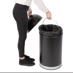 Papelera bala de acero Bolero con tapa abierta (Negra)- 40Ltr cw954