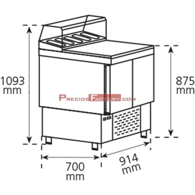 Mesa refrigerada para preparación de ensalada y pizza. MPGE-100-G HC