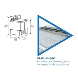 Mesa refrigerada para preparación de ensalada y pizza. MPGP-100-G HC