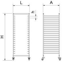 Carro bandejero Gastro M acero inoxidable GN1/1 10 niveles ds454