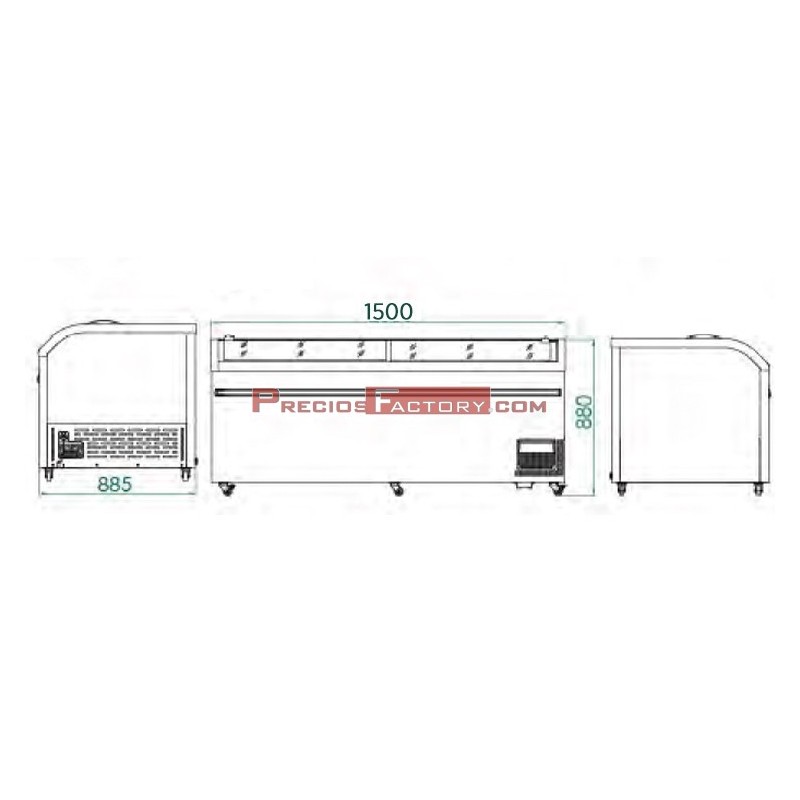 Arcon congelacion horizontal glass top de 1500. CHV 750