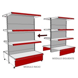 GONDOLA 160 CM ALTO. BASE 50 + 3 BANDEJAS 40