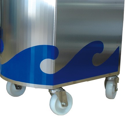 Acoplar 4 ruedas a soporte para mostardor pescaderia