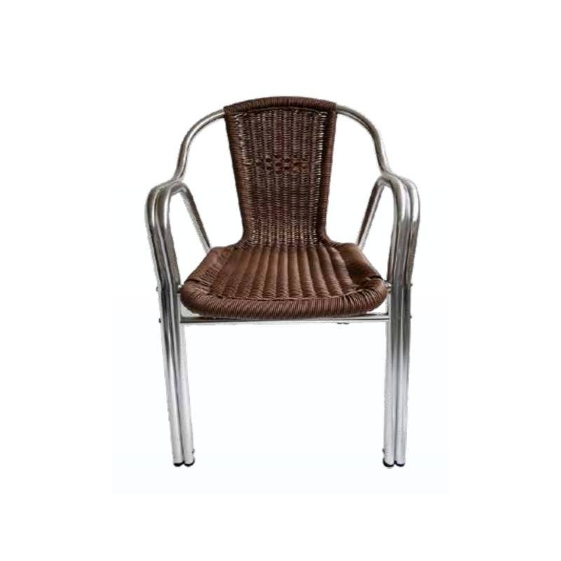 SILLA ALUMINIO DOBLE TUBO CON RATTAN NEGRO