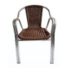SILLA ALUMINIO DOBLE TUBO CON RATTAN NEGRO