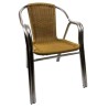 SILLA ALUMINIO DOBLE TUBO CON RATTAN NEGRO